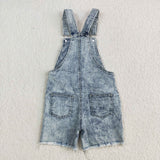 Kids Cow Jeans Suspender Shorts