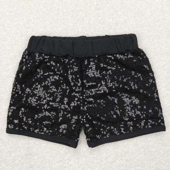 Black Sequin Girls Shorts