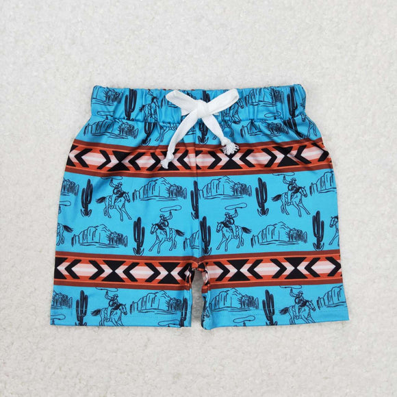 Cactus Rodeo Aztec Blue Boys Shorts