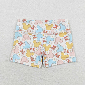 Cartoon Beige Yoga Girls Shorts