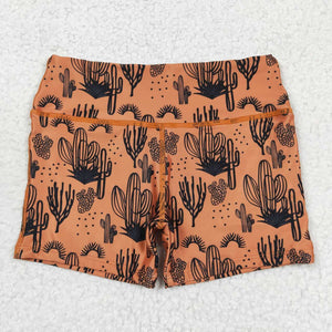 Cactus Brown Yoga Girls Shorts