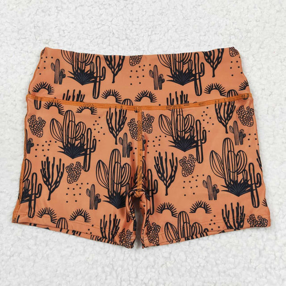 Cactus Brown Yoga Girls Shorts