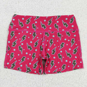 Lightning Stars Hot Pink Yoga Girls Shorts