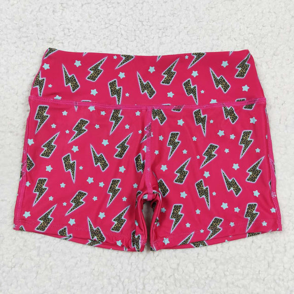 Lightning Stars Hot Pink Yoga Girls Shorts