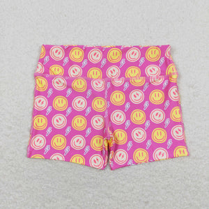 Smile Lightning Hot Pink Yoga Girls Shorts