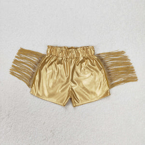 Leather Golden Tassels Girls Shorts