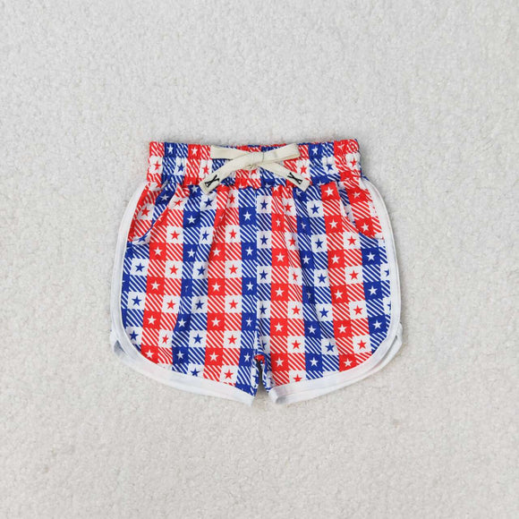 Stars Red Blue Plaid Girls 4th of July Pant