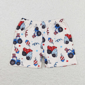 Stars Truck Tractor Shorts Boys 4th of July Pant