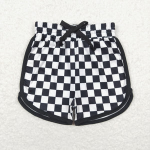 Black White Plaid Mommy & Me Girls Shorts