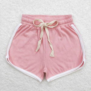 Solid Pink Girls Sports Shorts