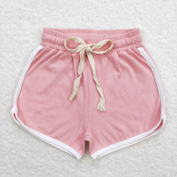 Solid Pink Girls Sports Shorts