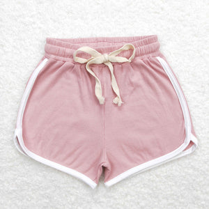 Solid Light Pink Girls Sports Shorts