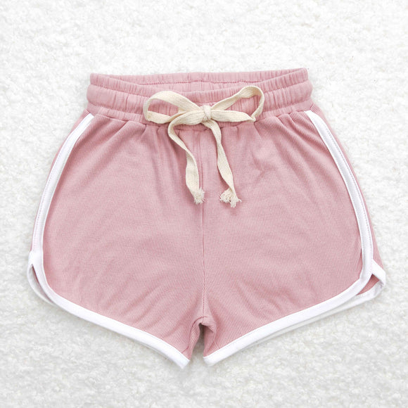 Solid Light Pink Girls Sports Shorts