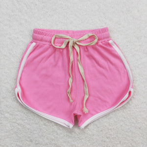 Solid Rose Pink Girls Sports Shorts