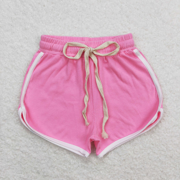 Solid Rose Pink Girls Sports Shorts