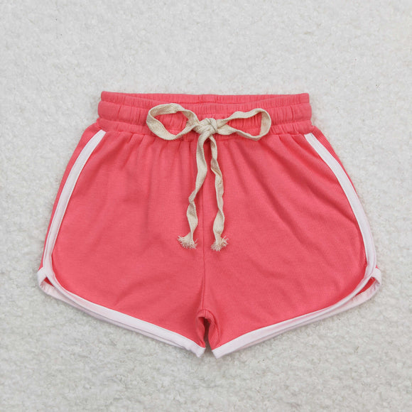Solid Watermelon Red Girls Sports Shorts