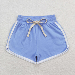 Solid Sky Blue Girls Sports Shorts