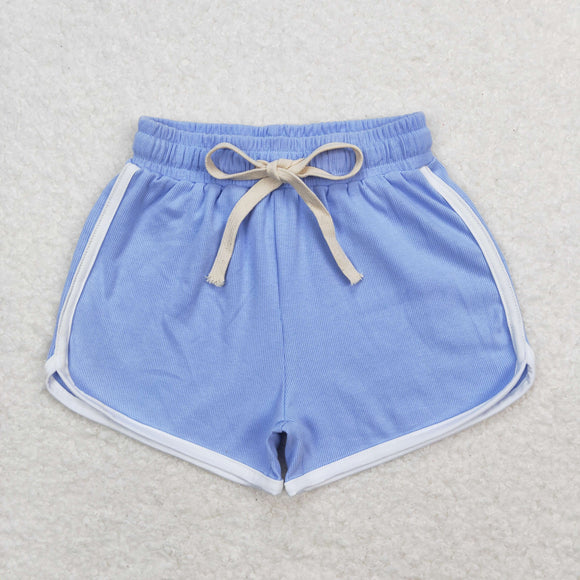 Solid Sky Blue Girls Sports Shorts