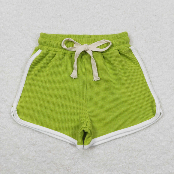Solid Fruit Green Girls Waffle Shorts