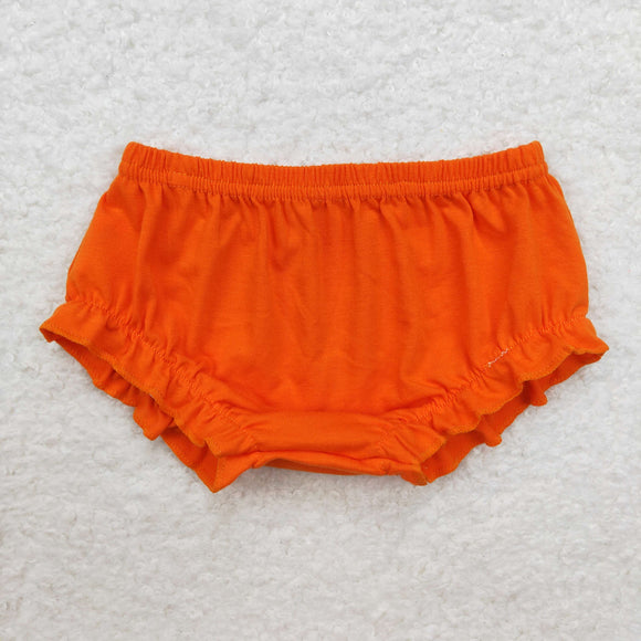 Solid Orange Ruffles Girls Bummies
