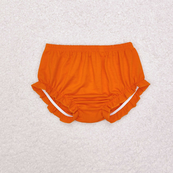 Solid Light Orange Ruffles Girls Bummies