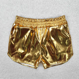 Solid Golden Shiny Leather Girls Shorts