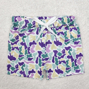 Camo Purple Green Boys Mardi Gras Shorts