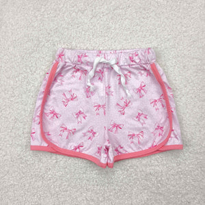Bow Pattern Pink Girls Shorts