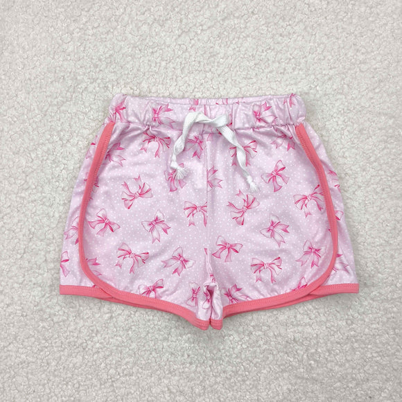 Bow Pattern Pink Girls Shorts