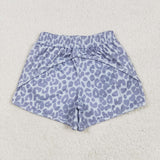 Kids Gray Leopard Print Athletic Mommy & Me Girls Shorts