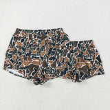 Kids Green Brown Camo Beige Athletic Mommy & Me Girls Shorts