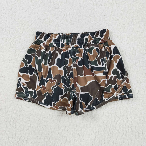 Kids Green Brown Camo Beige Athletic Mommy & Me Girls Shorts