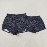 Adult Gray Leopard Print Black Athletic Mommy & Me Shorts