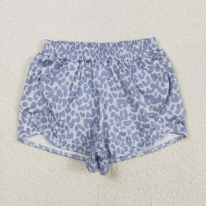 Adult Gray Leopard Print Athletic Mommy & Me Shorts