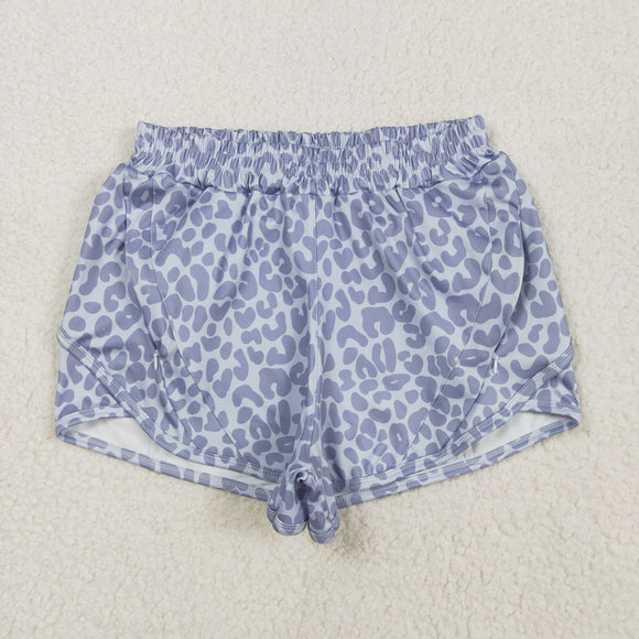 Adult Gray Leopard Print Athletic Mommy & Me Shorts