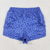 Adult Blue Leopard Print Athletic Mommy & Me Shorts