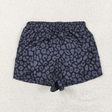 Adult Gray Leopard Print Black Athletic Mommy & Me Shorts