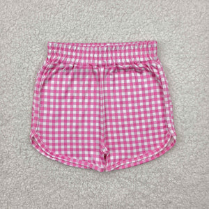 Pink Plaid Girls Shorts