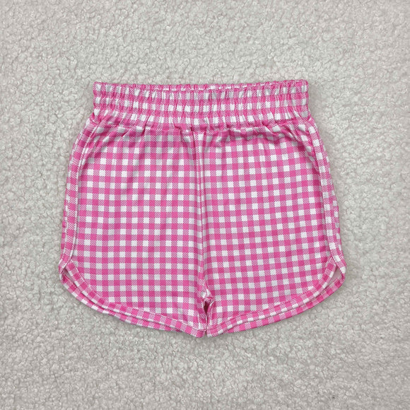 Pink Plaid Girls Shorts
