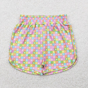 Floral Stripe Plaid Girls Shorts