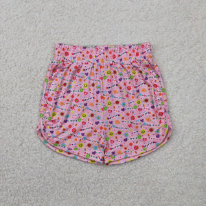 Smile Happy Letters Pink Girls Shorts