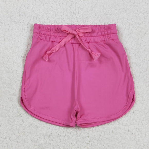 Solid Hot Pink Athletic Girls Shorts