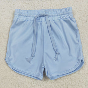Solid Sky Blue Athletic Girls Shorts