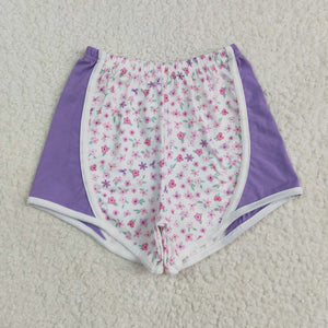 Purple Floral Girls Shorts
