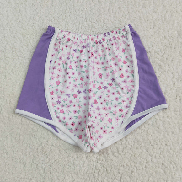 Purple Floral Girls Shorts