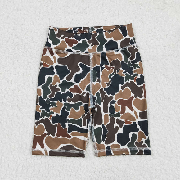 Brown Green Camo Beige Athletic Girls Cycling Shorts