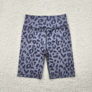 Leopard Print Gray Athletic Girls Cycling Shorts