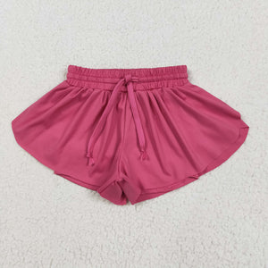 Solid Hot Pink Butterfly Athletic Girls Shorts