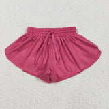 Solid Hot Pink Butterfly Athletic Girls Shorts