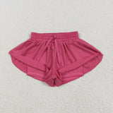 Solid Hot Pink Butterfly Athletic Girls Shorts